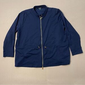 Lauren Ralph Lauren women’s 3Xl blue navy Jacket toggle cinch waist full zip